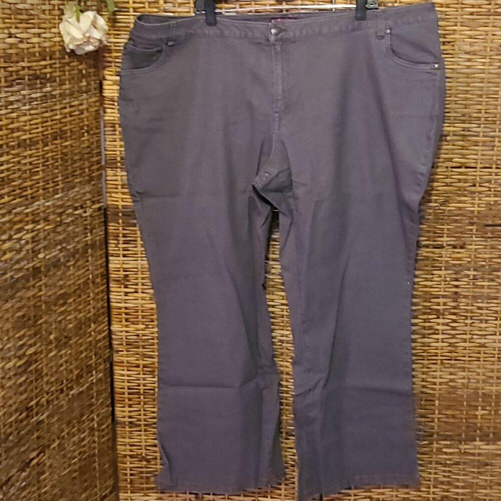 JESSICA LONDON NEW Gray Denim Pants Jeans Wide Leg 26P /  5 Pocket